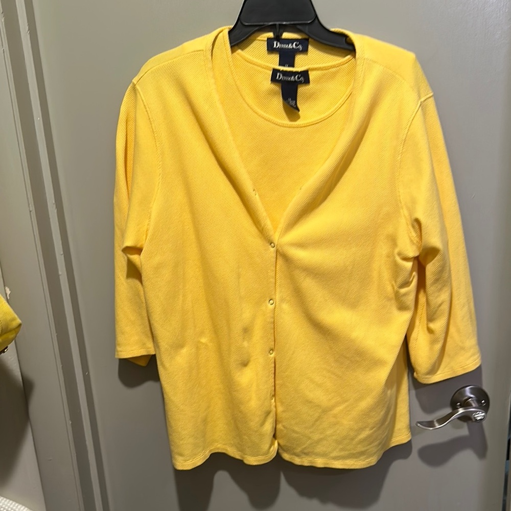 Denim& Co. ensemble tank and cardigan sz 1X
